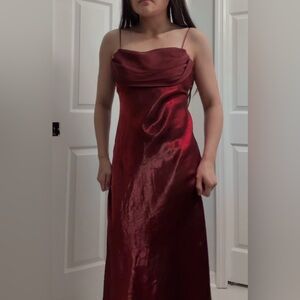 Betsy & Adam Burgundy Satin Dress
